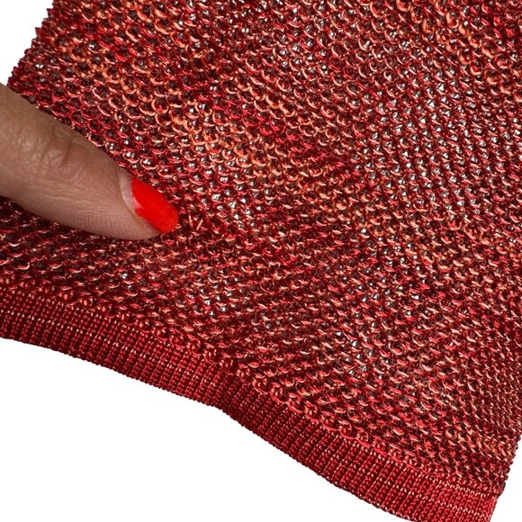 Contraire Louis Feraud Orange-Red Sheer Knit Top‎ Size 6 Made In Italy - Picture 8 of 11